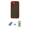 MARSİLYAN™- iPhone 12 Pro Kılıf Ahenk Çizgi Serisi - Siyah Polymer Nano Ekran Koruyucu + Metal Kamera Lens Koruma Cam - MI