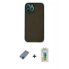 MARSİLYAN™- iPhone 12 Pro Kılıf Ahenk Çizgi Serisi - Siyah Polymer Nano Ekran Koruyucu + Metal Kamera Lens Koruma Cam - MI
