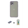MARSİLYAN™- iPhone 12 Pro Kılıf Ahenk Çizgi Serisi - Siyah Polymer Nano Ekran Koruyucu + Renkli Kamera Lens Koruma Cam - MI