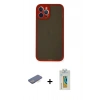 MARSİLYAN™- iPhone 12 Pro Kılıf Ahenk Çizgi Serisi - Siyah Polymer Nano Ekran Koruyucu + Renkli Kamera Lens Koruma Cam - MI