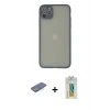 MARSİLYAN™- iPhone 12 Pro Kılıf Ahenk Çizgi Serisi - Siyah Polymer Nano Ekran Koruyucu + Renkli Kamera Lens Koruma Cam - MI