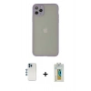 MARSİLYAN™- iPhone 12 Pro Kılıf Ahenk Çizgi Serisi - Siyah Polymer Nano Ekran Koruyucu + Shine Kamera Lens - MI