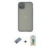 MARSİLYAN™- iPhone 12 Pro Kılıf Ahenk Çizgi Serisi - Siyah Polymer Nano Ekran Koruyucu + Metal Kamera Lens Koruma Cam - KI