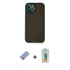 MARSİLYAN™- iPhone 12 Pro Kılıf Ahenk Çizgi Serisi - Siyah Polymer Nano Ekran Koruyucu + Metal Kamera Lens Koruma Cam - KUYL