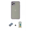 MARSİLYAN™- iPhone 12 Pro Kılıf Ahenk Çizgi Serisi - Siyah Polymer Nano Ekran Koruyucu + Metal Kamera Lens Koruma Cam - KI