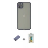 MARSİLYAN™- iPhone 12 Pro Kılıf Ahenk Çizgi Serisi - Siyah Polymer Nano Ekran Koruyucu + Metal Kamera Lens Koruma Cam - GD