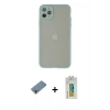 MARSİLYAN™- iPhone 12 Pro Kılıf Ahenk Çizgi Serisi - Siyah Polymer Nano Ekran Koruyucu + Metal Kamera Lens Koruma Cam - MR