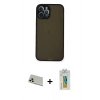 MARSİLYAN™- iPhone 12 Pro Kılıf Ahenk Çizgi Serisi - Siyah Polymer Nano Ekran Koruyucu + Rainbow Kamera Lens Koruma Cam - GD