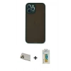 MARSİLYAN™- iPhone 12 Pro Kılıf Ahenk Çizgi Serisi - Siyah Polymer Nano Ekran Koruyucu + Rainbow Kamera Lens Koruma Cam - GD
