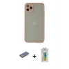 MARSİLYAN™- iPhone 12 Pro Kılıf Ahenk Çizgi Serisi - Siyah Polymer Nano Ekran Koruyucu + Renkli Kamera Lens Koruma Cam - YL