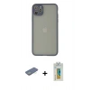 MARSİLYAN™- iPhone 12 Pro Kılıf Ahenk Çizgi Serisi - Siyah Polymer Nano Ekran Koruyucu + Renkli Kamera Lens Koruma Cam - YL