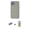 MARSİLYAN™- iPhone 12 Pro Kılıf Ahenk Çizgi Serisi - Siyah Polymer Nano Ekran Koruyucu + Renkli Kamera Lens Koruma Cam - YL