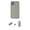 MARSİLYAN™- iPhone 12 Pro Kılıf Ahenk Çizgi Serisi - Siyah Polymer Nano Ekran Koruyucu + Shine Kamera Lens Koruma Cam - PE