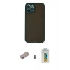 MARSİLYAN™- iPhone 12 Pro Kılıf Ahenk Çizgi Serisi - Siyah Polymer Nano Ekran Koruyucu + Shine Kamera Lens Koruma Cam - SABE