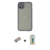 MARSİLYAN™- iPhone 12 Pro Kılıf Ahenk Çizgi Serisi - Siyah Polymer Nano Ekran Koruyucu + Shine Kamera Lens Koruma Cam - SABE