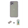MARSİLYAN™- iPhone 12 Pro Kılıf Ahenk Çizgi Serisi - Siyah Polymer Nano Ekran Koruyucu + Shine Kamera Lens Koruma Cam - SABE