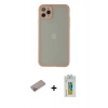 MARSİLYAN™- iPhone 12 Pro Kılıf Ahenk Çizgi Serisi - Siyah Polymer Nano Ekran Koruyucu + Shine Kamera Lens Koruma Cam - SABE