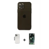 MARSİLYAN™- iPhone 12 Pro Kılıf Ahenk Doku - Şeffaf 360 Full Body Arka Koruyucu + Shine Kamera Lens - GS