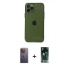 MARSİLYAN™- iPhone 12 Pro Kılıf Ahenk Doku - Şeffaf 360 Full Body Arka Koruyucu + Neon Fosforlu Kamera Lens - SI