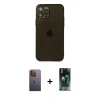 MARSİLYAN™- iPhone 12 Pro Kılıf Ahenk Doku - Şeffaf 360 Full Body Arka Koruyucu + Neon Fosforlu Kamera Lens - SI