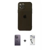 MARSİLYAN™- iPhone 12 Pro Kılıf Ahenk Doku - Şeffaf Uv Polymer Nano Ekran Koruyucu + Neon Fosforlu Kamera Lens - BZ