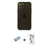 MARSİLYAN™- iPhone 12 Pro Kılıf Ahenk Doku - Şeffaf Uv Polymer Nano Ekran Koruyucu + Mavi Shine Kamera Lens Koruma Cam