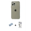 MARSİLYAN™- iPhone 12 Pro Kılıf Ahenk Doku - Şeffaf Uv Polymer Nano Ekran Koruyucu + Mavi Shine Kamera Lens Koruma Cam