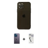 MARSİLYAN™- iPhone 12 Pro Kılıf Ahenk Doku - Şeffaf Uv Polymer Nano Ekran Koruyucu + Neon Fosforlu Kamera Lens - MI