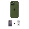 MARSİLYAN™- iPhone 12 Pro Kılıf Ahenk Doku - Şeffaf Uv Polymer Nano Ekran Koruyucu + Neon Fosforlu Kamera Lens - SI