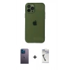 MARSİLYAN™- iPhone 12 Pro Kılıf Ahenk Doku - Şeffaf Uv Polymer Nano Ekran Koruyucu + Neon Fosforlu Kamera Lens - MI