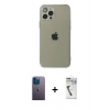 MARSİLYAN™- iPhone 12 Pro Kılıf Ahenk Doku - Şeffaf Uv Polymer Nano Ekran Koruyucu + Neon Fosforlu Kamera Lens - MI