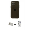 MARSİLYAN™- iPhone 12 Pro Kılıf Ahenk Doku - Şeffaf Uv Polymer Nano Ekran Koruyucu + Rainbow Kamera Lens Koruma Cam - GD