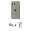 MARSİLYAN™- iPhone 12 Pro Kılıf Ahenk Doku - Şeffaf Uv Polymer Nano Ekran Koruyucu + Rainbow Kamera Lens Koruma Cam - GD