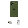 MARSİLYAN™- iPhone 12 Pro Kılıf Ahenk Doku - Şeffaf Uv Polymer Nano Ekran Koruyucu + Rainbow Kamera Lens Koruma Cam - GD