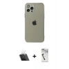 MARSİLYAN™- iPhone 12 Pro Kılıf Ahenk Doku - Şeffaf Uv Polymer Nano Ekran Koruyucu + Kamera Lens Koruma Cam - SF
