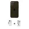 MARSİLYAN™- iPhone 12 Pro Kılıf Ahenk Doku - Şeffaf Uv Polymer Nano Ekran Koruyucu + Shine Kamera Lens - GD