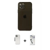 MARSİLYAN™- iPhone 12 Pro Kılıf Ahenk Doku - Şeffaf Uv Polymer Nano Ekran Koruyucu + Shine Kamera Lens - GS