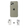 MARSİLYAN™- iPhone 12 Pro Kılıf Ahenk Doku - Şeffaf Uv Polymer Nano Ekran Koruyucu + Shine Kamera Lens - GS