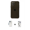 MARSİLYAN™- iPhone 12 Pro Kılıf Ahenk Doku - Şeffaf Uv Polymer Nano Ekran Koruyucu + Shine Kamera Lens - MI