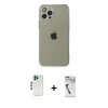 MARSİLYAN™- iPhone 12 Pro Kılıf Ahenk Doku - Şeffaf Uv Polymer Nano Ekran Koruyucu + Shine Kamera Lens - MI