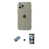 MARSİLYAN™- iPhone 12 Pro Kılıf Ahenk Doku - Siyah 34D Hayalet Izgaralı Cam + Metal Kamera Lens Koruma Cam - KI
