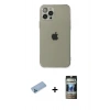 MARSİLYAN™- iPhone 12 Pro Kılıf Ahenk Doku - Siyah 34D Hayalet Izgaralı Cam + Shine Kamera Lens Koruma Cam - MI
