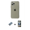 MARSİLYAN™- iPhone 12 Pro Kılıf Ahenk Doku - Siyah 34D Hayalet Izgaralı Cam + Metal Kamera Lens Koruma Cam - MR
