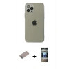 MARSİLYAN™- iPhone 12 Pro Kılıf Ahenk Doku - Siyah 34D Hayalet Izgaralı Cam + Shine Kamera Lens Koruma Cam - SABE
