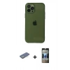 MARSİLYAN™- iPhone 12 Pro Kılıf Ahenk Doku - Siyah 34D Hayalet Izgaralı Cam + Renkli Kamera Lens Koruma Cam - YL