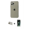 MARSİLYAN™- iPhone 12 Pro Kılıf Ahenk Doku - Siyah 360 Mat Full Body Arka Koruyucu + Rainbow Kamera Lens Koruma Cam - GD