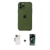 MARSİLYAN™- iPhone 12 Pro Kılıf Ahenk Doku - Siyah 360 Mat Full Body Arka Koruyucu + Shine Kamera Lens - GD