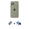 MARSİLYAN™- iPhone 12 Pro Kılıf Ahenk Doku - Siyah 3D Antistatik Cam Ekran Koruyucu + Metal Kamera Lens Koruma Cam - MI