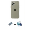 MARSİLYAN™- iPhone 12 Pro Kılıf Ahenk Doku - Siyah 3D Antistatik Cam Ekran Koruyucu + Shine Kamera Lens Koruma Cam - SH