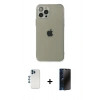 MARSİLYAN™- iPhone 12 Pro Kılıf Ahenk Doku - Siyah 3D Antistatik Hayalet Cam Ekran Koruyucu + Shine Kamera Lens - MI